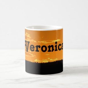 Tasse Photo Coucher de Soleil Prénom Orange Jaune