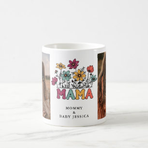 Tasse Photo Florale Rétro "Maman"