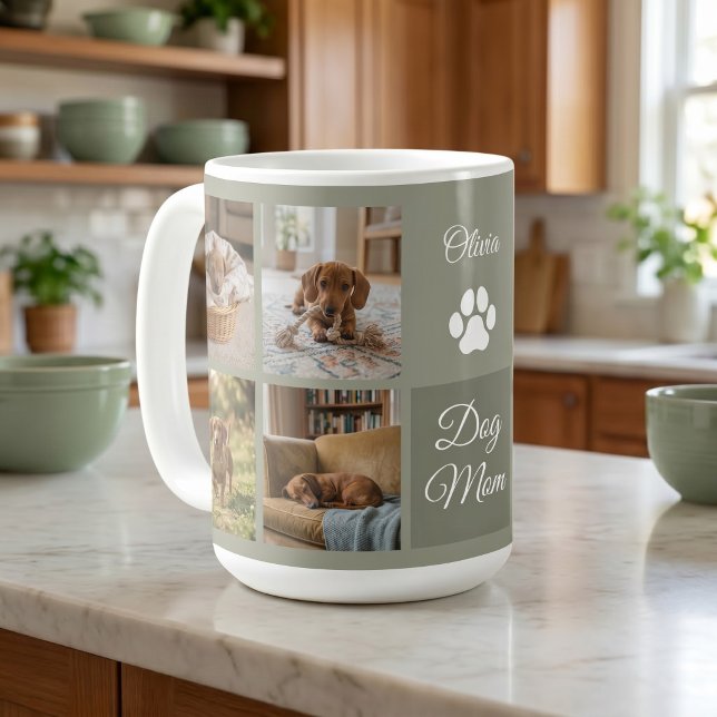 Tasse Photo Maman Chien Empreinte de Patte Vert Sa (Créateur téléchargé)