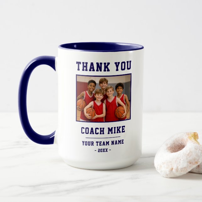 Tasse photo Nom de l'équipe de l'entraîneur de rem (Avec donut)