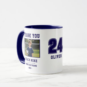 Tasse Photo Nom de l'équipe Numéro Bleu Merci Entr
