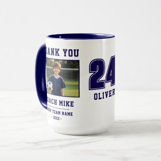 Tasse Photo Nom de l'équipe Numéro Merci Entraîneu (Devant gauche)