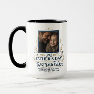 Tasse Photo Papa Élégant 2 Photos Personnalisées