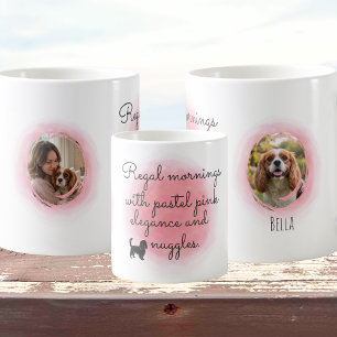 Tasse photo personnalisée aquarelle Cavalier Rose