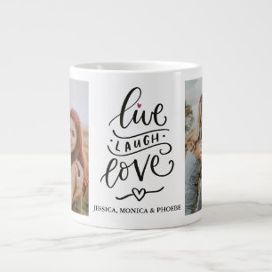 Tasse photo personnalisée 'Vivez, Riez, Aimez'