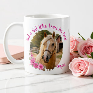 Tasse Photo Rose Juste Une Fille Qui Aime Son Chev