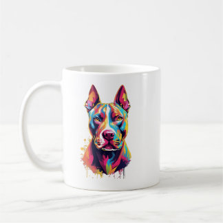 Tasse Pitbull Colorée – Création de Chien d'Art Po
