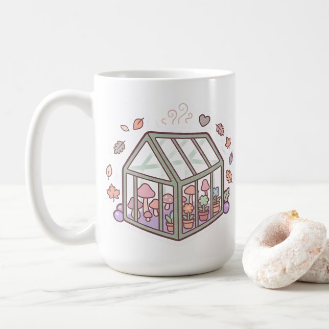 Tasse Pixel Champignon de Serre Kawaii (Avec donut)