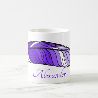 Tasse - Plume et nom en violet