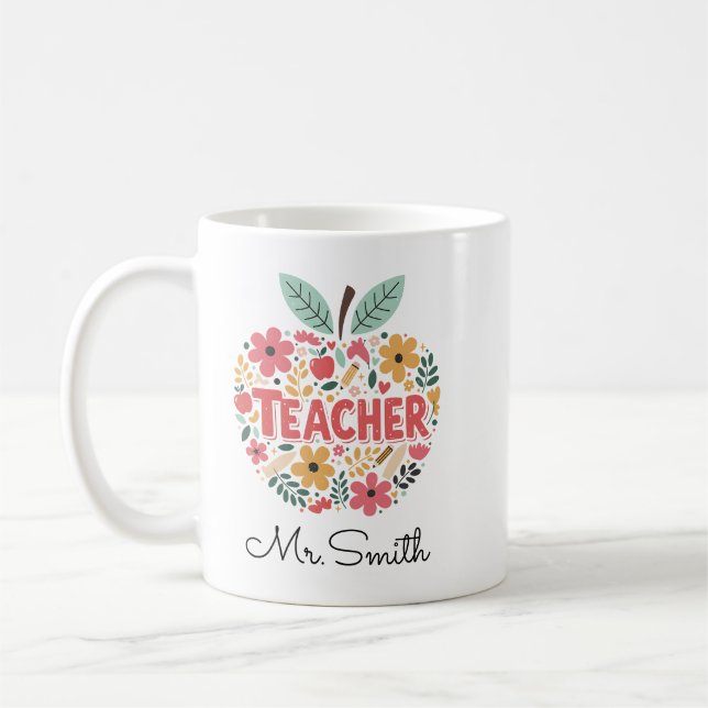 Tasse Pomme Enseignant – Pomme Rouge Classique (Gauche)