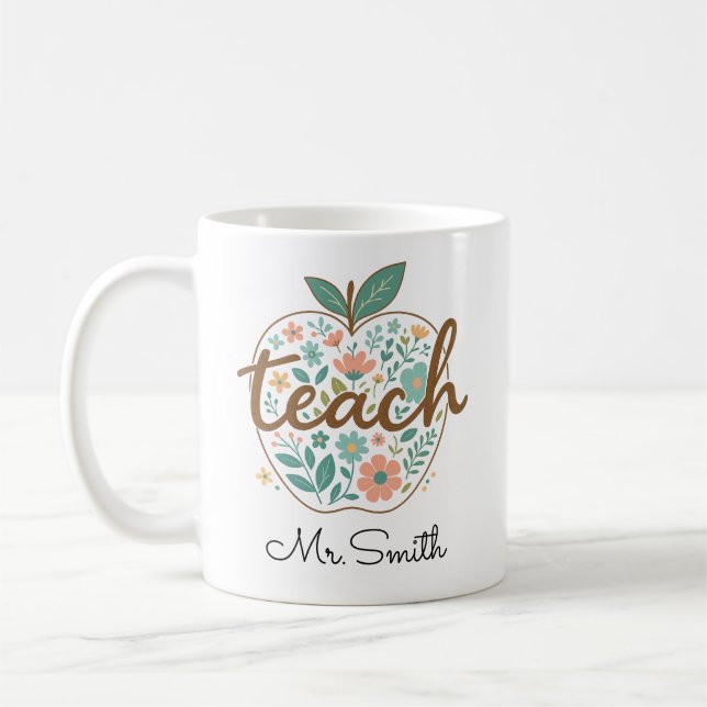 Tasse Pomme Enseignant – Pomme Rouge Classique (Gauche)