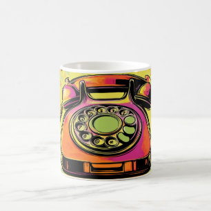 Tasse Pop Art Téléphone Rétro Rotary Coloré Vintag