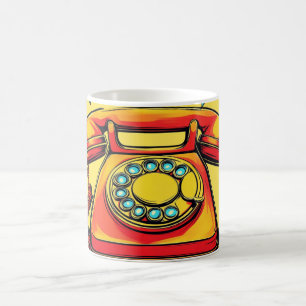 Tasse Pop Art Téléphone Rétro Rotary Coloré Vintag