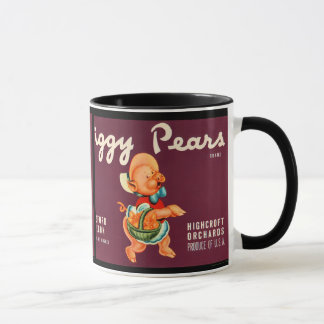 Tasse porcine vintage d'étiquette de caisse de