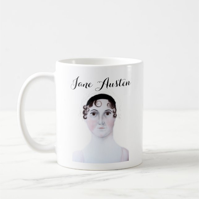 Tasse portrait aquarelle de Jane Austen (Gauche)