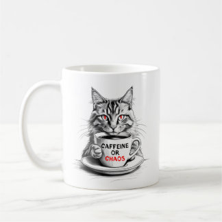 Tasse pour amateur de café chat caféine ou chaos