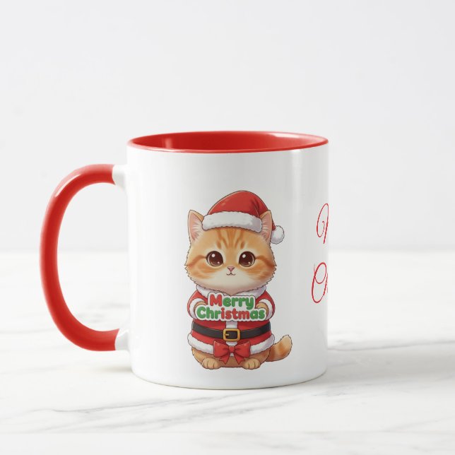 Tasse pour amateur de chats de Noël joyeux (Gauche)