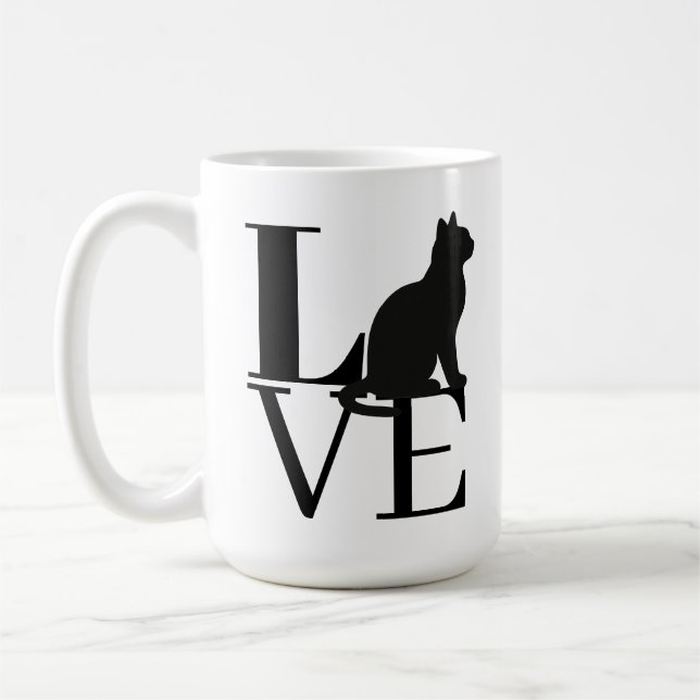 Tasse pour amateurs de chats en typographie noire  (Gauche)