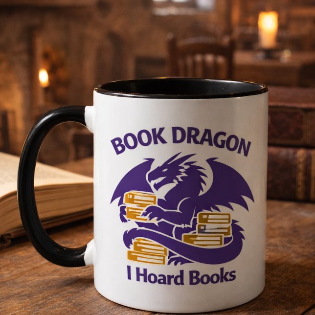 Tasse pour amoureux de livres | Dragon de livre, j (Créateur téléchargé)