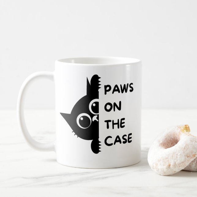 Tasse pour chat Paws On The Case – Café pour amate (Avec donut)