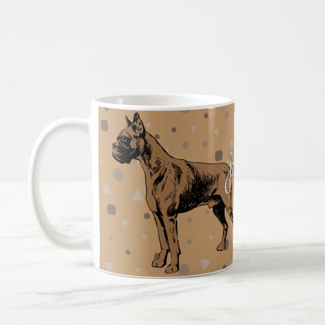 Tasse pour chien Boxer – Illustration moderne géom (Gauche)