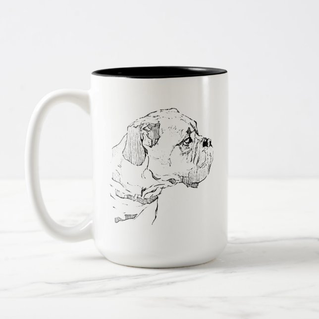 Tasse pour chien Boxer – Mug à café encre dessinée (Gauche)