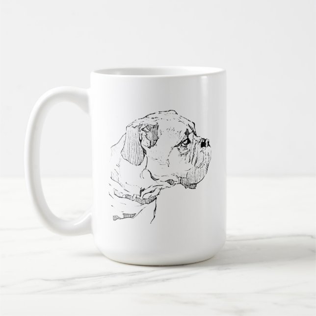 Tasse pour chien Boxer – Mug à café encre dessinée (Gauche)
