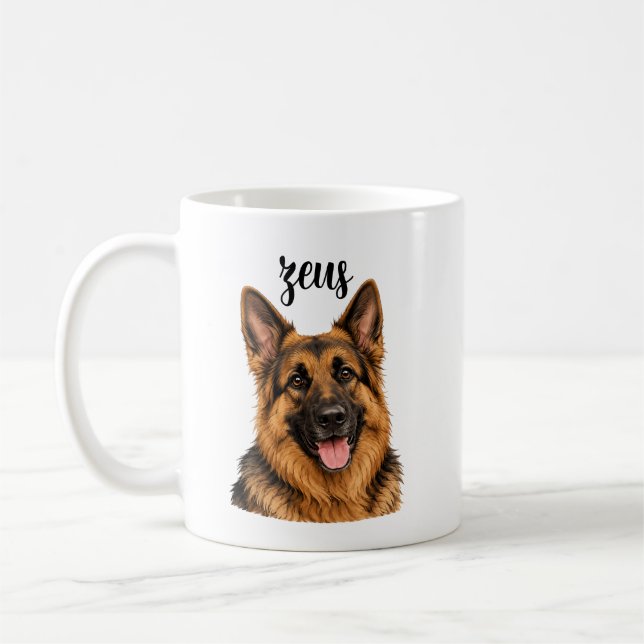 Tasse pour chien robuste avec nom Zeus et design B (Gauche)