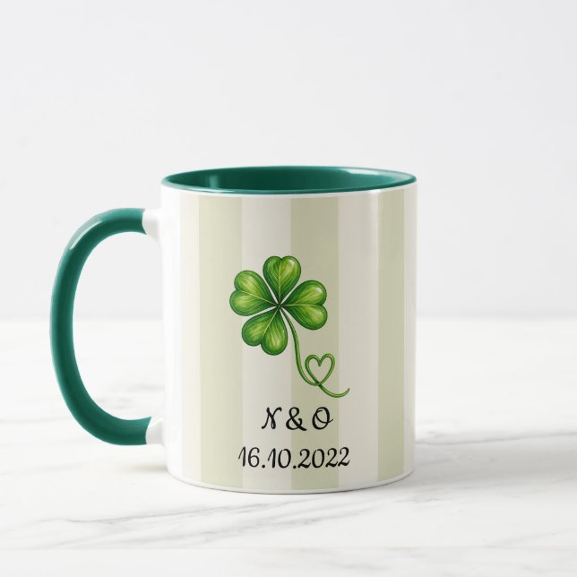 Tasse pour couple personnalisée | Initiales et dat (Gauche)