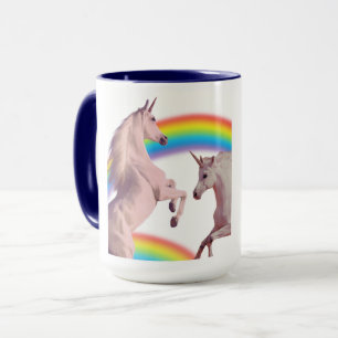 Tasse pour couples de licornes arc-en-ciel avec no
