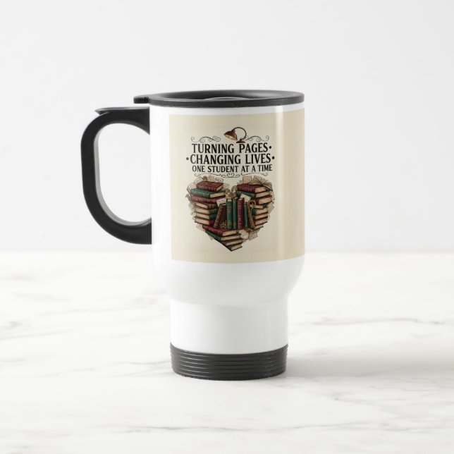 Tasse pour enseignant | Citation de cœur de livre  (Gauche)