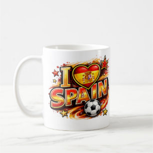 Tasse pour fan de foot I Love Spain Espagne pied