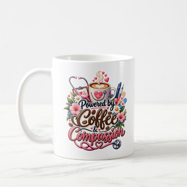 Tasse pour infirmière alimentée par le café et la  (Gauche)