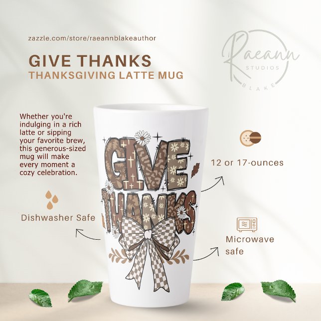 Tasse pour latte de Thanksgiving "Rendez Grâce" (Créateur téléchargé)