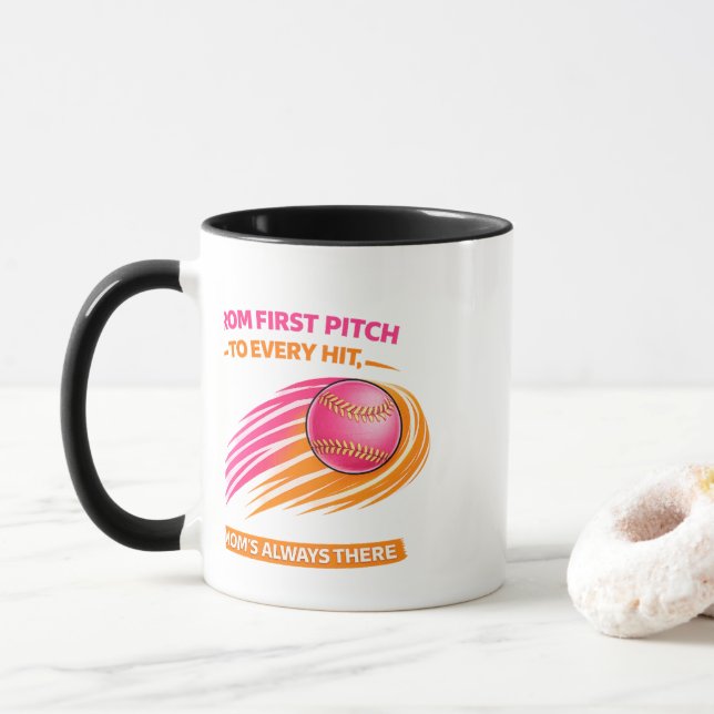 Tasse pour Maman de Softball – Du Premier Lancer à (Avec donut)