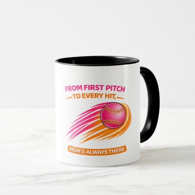 Tasse pour Maman de Softball – Du Premier Lancer à (Devant droit)