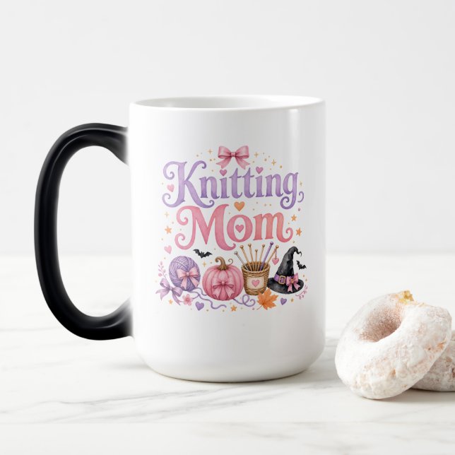 Tasse pour maman tricoteuse d'Halloween (Avec donut)