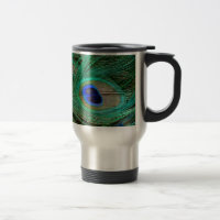 Tasse pour navetteur à motif de plume de paon bleu