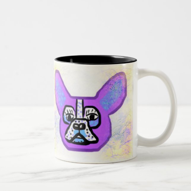 Tasse pourpre de bouledogue français (Droit)