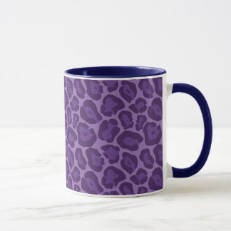 Tasse pourpre Girly de motif de léopard