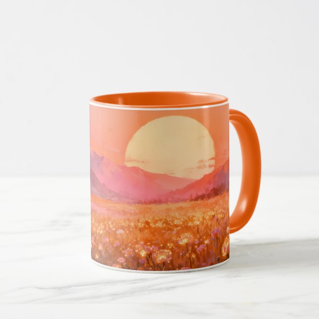 Tasse Prairie du Coucher de Soleil Doré | Paysage  (Devant droit)