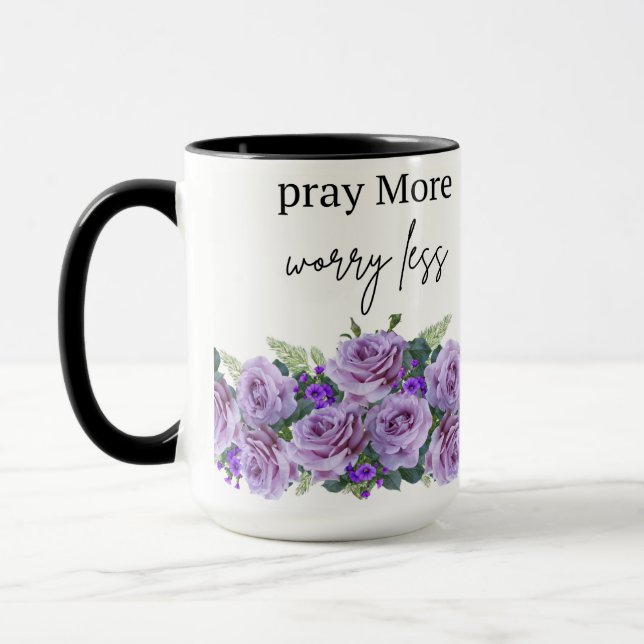 tasse prier plus s'inquiéter moins/mug café inspir (Gauche)