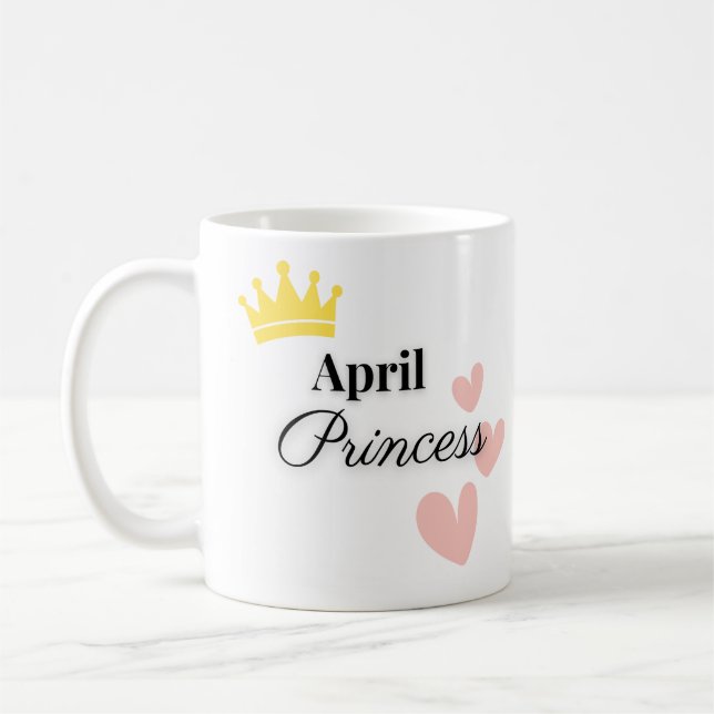 Tasse Princesse d'Avril – Couronne d'Or et Cœurs (Gauche)