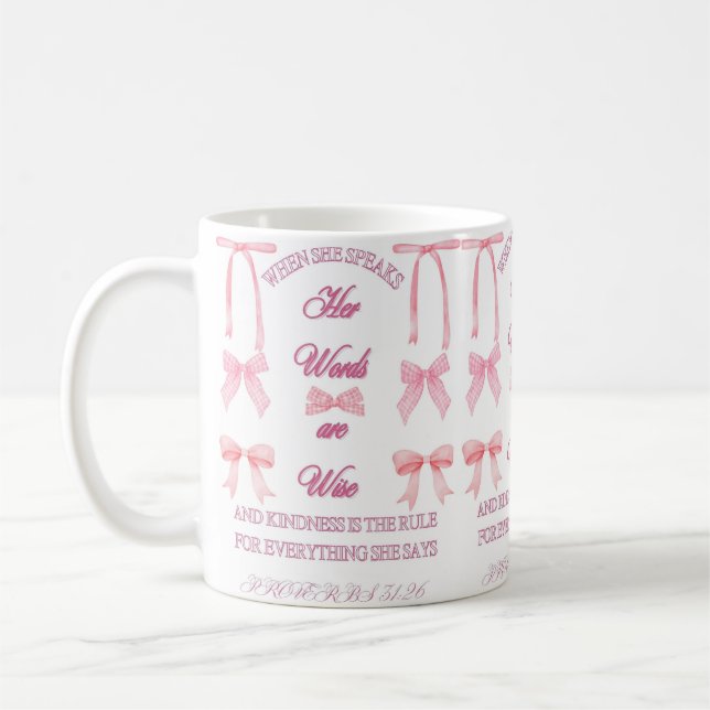 Tasse Proverbes 31 Coquette Chrétienne Rubans Rose (Gauche)