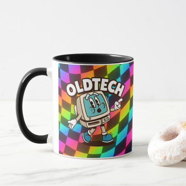 Tasse Psychedélique de Cartoon sur la Technologie  (Avec donut)