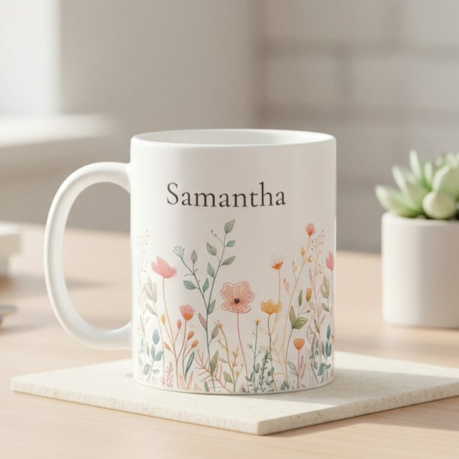 Tasse quotidienne de fleurs sauvages personnalisée (Créateur téléchargé)