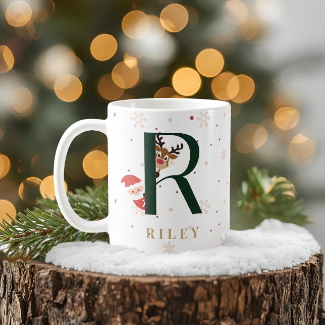 Tasse R Monogramme de Noël Personnalisée (Créateur téléchargé)