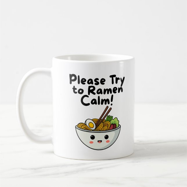 Tasse Ramen Calm, Tasse de café drôle avec jeu de  (Gauche)