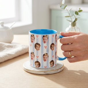 Tasse rayée avec photo personnalisée Bébé mignon