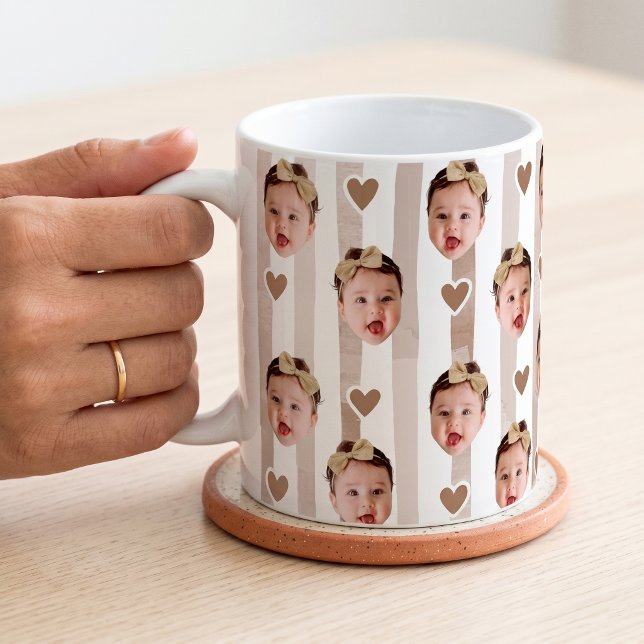 Tasse rayée avec photo personnalisée | Bébé mignon (Créateur téléchargé)